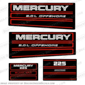 M-225-bm-r Discontinued Decals Fits Mercury 225hp Offshore Motor Engine Blackmax - Red