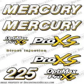 M-225-proxs-y Discontinued Decals Fits Mercury 225hp Proxs Decal Kit - Yellow