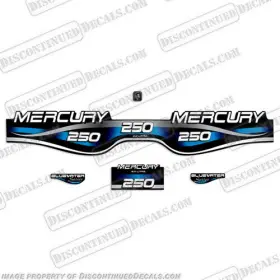 M-250-3l-bw-b Discontinued Decals Fits Mercury 250hp 3.0l Bluewater Series Decal Kit Blue