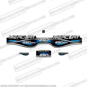 M-250-efi-bw-b Discontinued Decals Fits Mercury 250hp Efi Fuel Injection Bluewater Series Decal Kit Blue