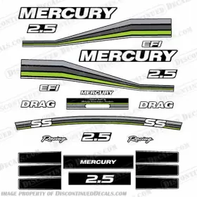 M-260-2.5-pt-gs Discontinued Decals Fits Mercury 260hp 2.5l Racing Partial - Custom Green/silver