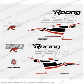 M-350-rac-ver-br-m Discontinued Decals Fits Mercury 350hp Verado Racing - Black / Red Matte