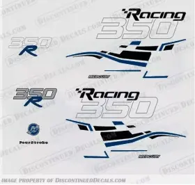 M-350-rac-ver-db-g Discontinued Decals Fits Mercury 350hp Verado Racing - Black / Deep Blue Gloss