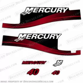 M-40-e-05-r Discontinued Decals Fits Mercury 40hp Elpto Outboard Engine Motor Decal Kit 2004 - 2005 For The 3cyl