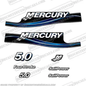 M-5-05-09-b Discontinued Decals Fits Mercury 5hp 5.0 Outboard Decal Kit 2005 - 2009 Blue