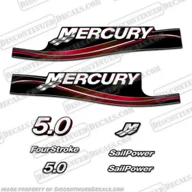 M-5-05-09-r Discontinued Decals Fits Mercury 5hp 5.0 Outboard Decal Kit 2005 - 2009 Red