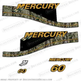M-60-elpto-rt Discontinued Decals Fits Mercury Custom 60 Elpto Decal Kit - Real Camo Style