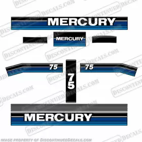 M-75-91-92-93-b Discontinued Decals Fits Mercury 75hp Outboard Engine - Blue Tones 1991 1993