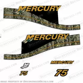 M-75-camo Discontinued Decals Fits Mercury Custom 75 2-stroke Decal Kit - Real Camo Style