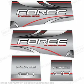 M-for-120-s Discontinued Decals Fits Mercury Marine Force 120hp Outboard Motor Engine Decal Kit - Silver