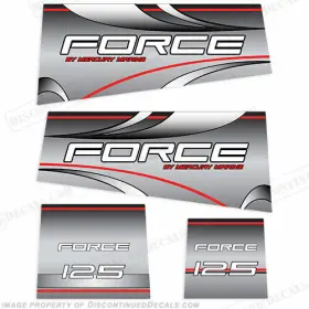 M-for-125-s Discontinued Decals Fits Mercury Marine Force 125hp Outboard Motor Decal Kit - Silver