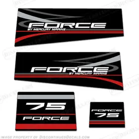 M-for-75 Discontinued Decals Fits Mercury Marine Force 75hp Outboard Motor Engine Decal Kit - Black