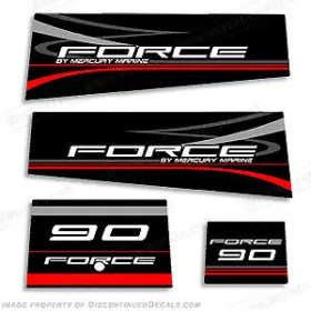 M-for-90 Discontinued Decals Fits Mercury Marine Force 90hp Outboard Motor Decal Kit - Black