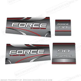 M-for-90-s Discontinued Decals Fits Mercury Marine Force 90hp Outboard Motor Decal Kit - Silver