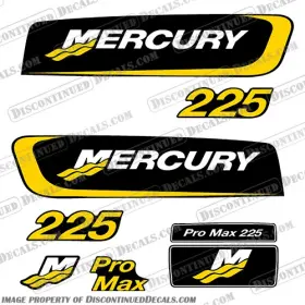 M-pmax-225hp-y Discontinued Decals Fits Mercury 225hp Pro Max Decal Kit - Yellow