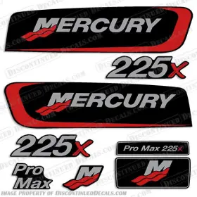 M-pmax-225x-sr-2.5 Discontinued Decals Fits Mercury 225x Promax Alien Cowl Outboard Decal - Custom Silver/red 2.5 Liter