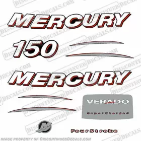 M-ver-150-4s Discontinued Decals Fits Mercury Verado Fourstroke 150hp Decal Kit - 2006 And Up Curved
