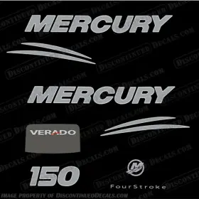 M-ver-150-ch-4s Discontinued Decals Fits Mercury 150hp Verado Fourstroke Decal Kit - Chrome/silver 2008-2011