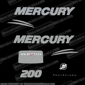 M-ver-200-ch-4s Discontinued Decals Fits Mercury 200hp Verado Fourstroke Decal Kit - Chrome/silver 2008-2011