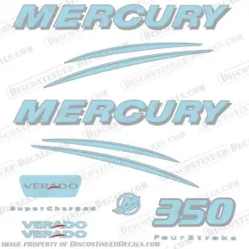 M-ver-350-pb-s Discontinued Decals Fits Mercury Verado 350hp Outboard Decal Kit - Powder Blue/silver