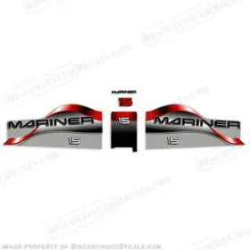 Ma-15-r Discontinued Decals Fits Mariner 15hp Outboard Motor Decal Kit - Red