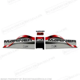 Ma-20-r Discontinued Decals Fits Mariner 20hp Outboard Motor Decal Kit - Red