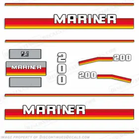 Ma-200-90s-no Discontinued Decals Fits Mariner 200hp Outboard Motor Decal Kit - 1990s Non-oil Injected