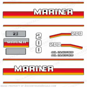 Ma-200-90s-oil Discontinued Decals Fits Mariner 200hp Outboard Motor Decal Kit - 1990s Oil Injected