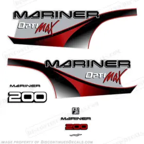Ma-200-opt-00-r Discontinued Decals Fits Mariner 200hp Optimax Decal Kit - 2000 Red