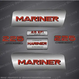 Ma-225-2.5-ss-rg Discontinued Decals Fits 1998-2006 Mariner 225 2.5 Liter Efi Drag Ss Super Magnum - Red / Grey