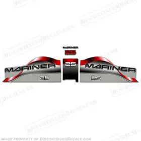 Ma-25-r Discontinued Decals Fits Mariner 25hp Outboard Motor Decal Kit - Red