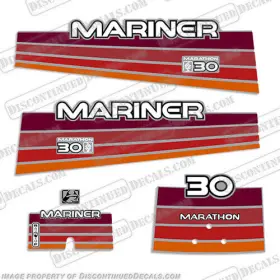 Ma-30-mara-96 Discontinued Decals Fits Mariner 30hp Marathon Decal Kit - 1996