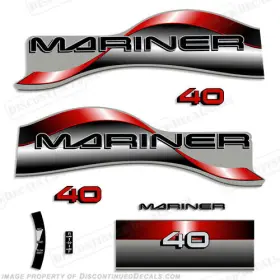 Ma-40-96-r Discontinued Decals Fits Mariner 40hp Outboard Motor Decal Kit - 1996 1997 Red