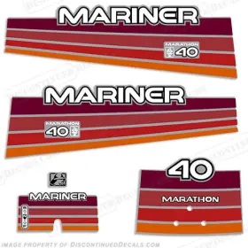 Ma-40-mara-96 Discontinued Decals Fits Mariner 40hp Marathon Decal Kit - 1996