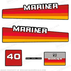 Ma-40-oi-80s Discontinued Decals Fits Mariner 40hp Oil Injected Outboard Motor Decal Kit - 1980s Style