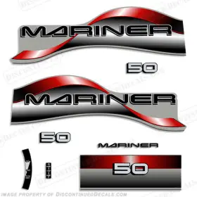 Ma-50-96-r Discontinued Decals Fits Mariner 50hp Outboard Motor Decal Kit - 1996 1997 Red
