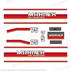 Ma-75-84 Discontinued Decals Fits Mariner 1984 - 1990 75hp Outboard Motor Decal Kit