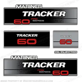 Ma-tkr-60-94-98 Discontinued Decals Fits Mariner Tracker 60hp Pro Series Engine Decal Kit 1994 - 1998