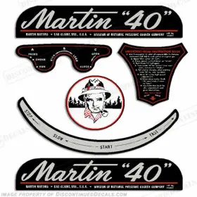 Mart-4.0 Discontinued Decals Fits Martin 4.0hp Outboard Motor Engine Decal Kit