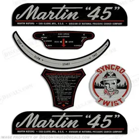 Mart-4.5 Discontinued Decals Fits Martin 4.5hp Outboard Motor Engine Decal Kit