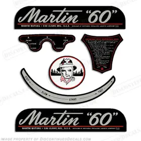 Mart-6.0 Discontinued Decals Fits Martin 6.0hp Outboard Motor Engine Decal Kit