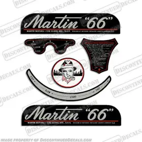 Mart-66 Discontinued Decals Fits Martin 6.6hp Outboard Motor Engine Decal Kit