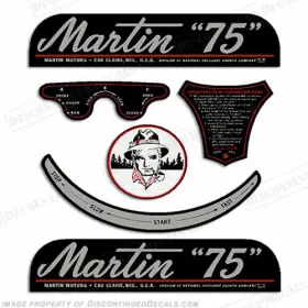 Mart-7.5 Discontinued Decals Fits Martin 7.5hp Outboard Motor Engine Decal Kit