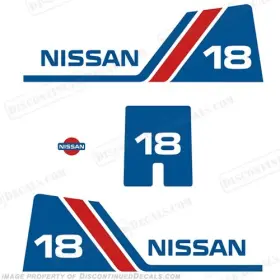 N-18-90 Discontinued Decals Fits Nissan 18hp Outboard Motor Engine Decal Kit - 1984 1995