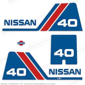 N-40-90 Discontinued Decals Fits Nissan 40hp Outboard Motor Engine Decal Kit - 1984 1995