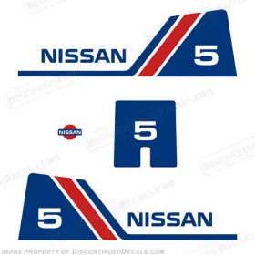 N-5-90 Discontinued Decals Fits Nissan 5hp Outboard Motor Engine Decal Kit - 1984 1995
