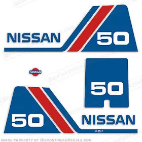 N-50-90 Discontinued Decals Fits Nissan 50hp Outboard Motor Engine Decal Kit - 1984 1995