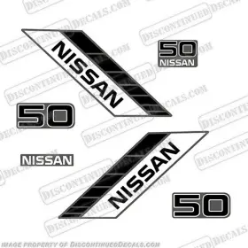 N-50-90s Discontinued Decals Fits Nissan 50hp Outboard Motor Engine Decal Kit - 1990s