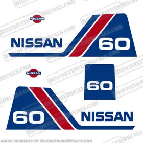 N-60-90 Discontinued Decals Fits Nissan 60hp Outboard Motor Engine Decal Kit - 1984 1995