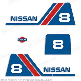 N-8-90 Discontinued Decals Fits Nissan 8hp Outboard Motor Engine Decal Kit - 1988 1995